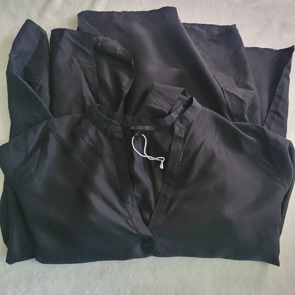 Black COS blouse Tunic Style Size 14 100% Silk - Picture 10 of 12